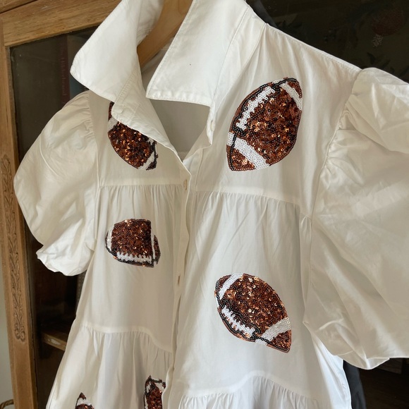 Peach Love California Game Day White Sequin Football tiered mini dress - Picture 2 of 4